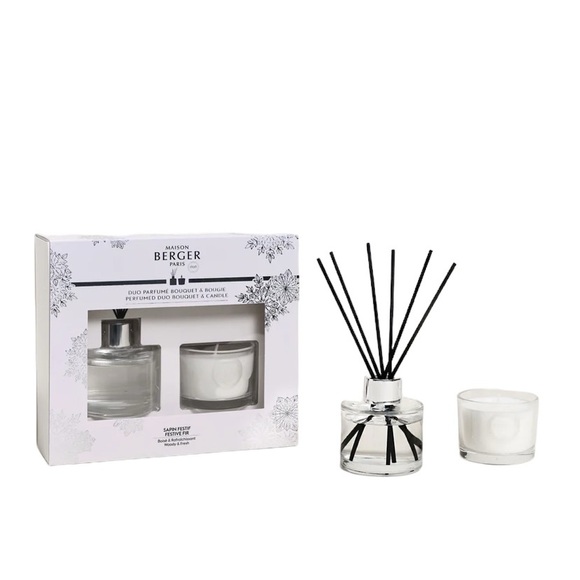 Maison Berger Duo Gift Set - 80ml diffuser, 80g candle, Festive Fir scent - Picture 2 of 5